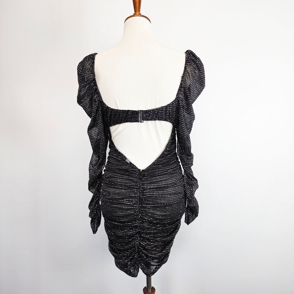 For Love & Lemons All That Glitters Bodycon Rhinestone Ruched Mini Dress S - Picture 3 of 11